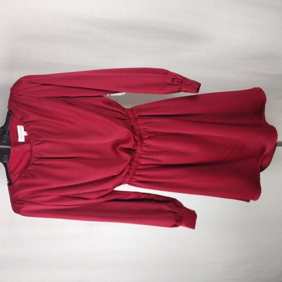LOST + WANDER Emerald Eyes Long Sleeve Mini Dress Burgundy Size Small 2 - 4 NWT - Picture 6 of 12